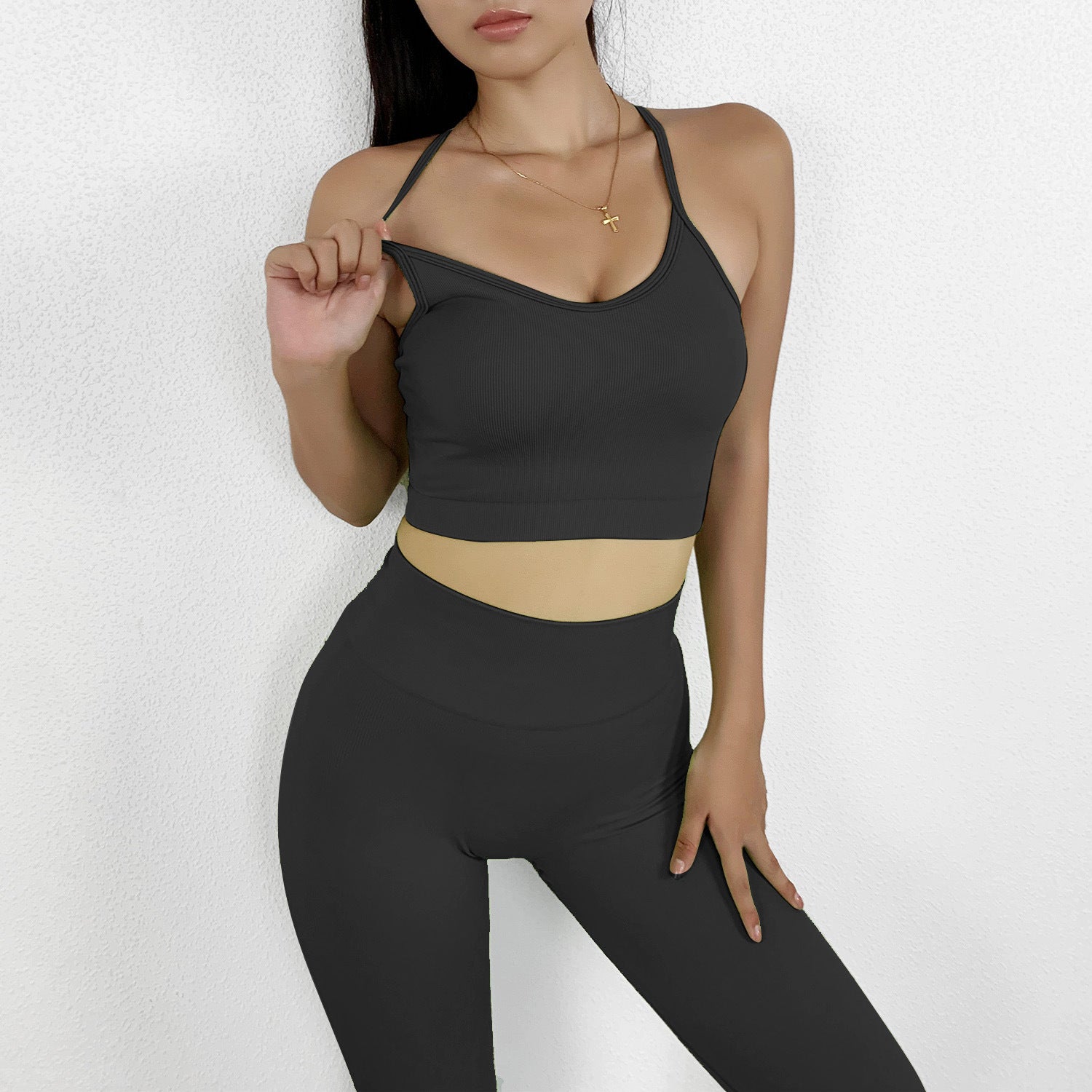 Knitted Bra Set Sexy Hip Tight Fitness Yoga Wear