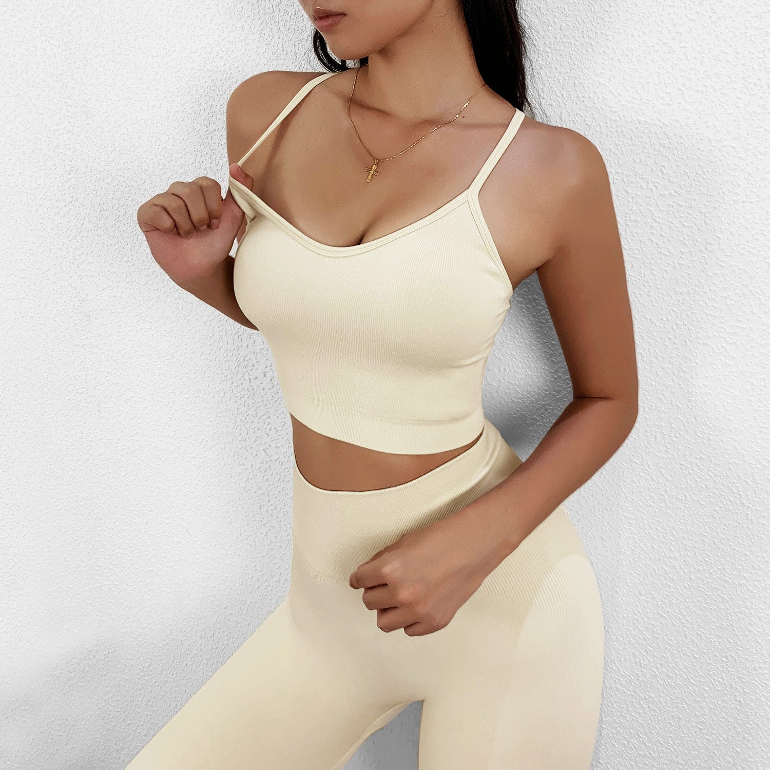 Knitted Bra Set Sexy Hip Tight Fitness Yoga Wear