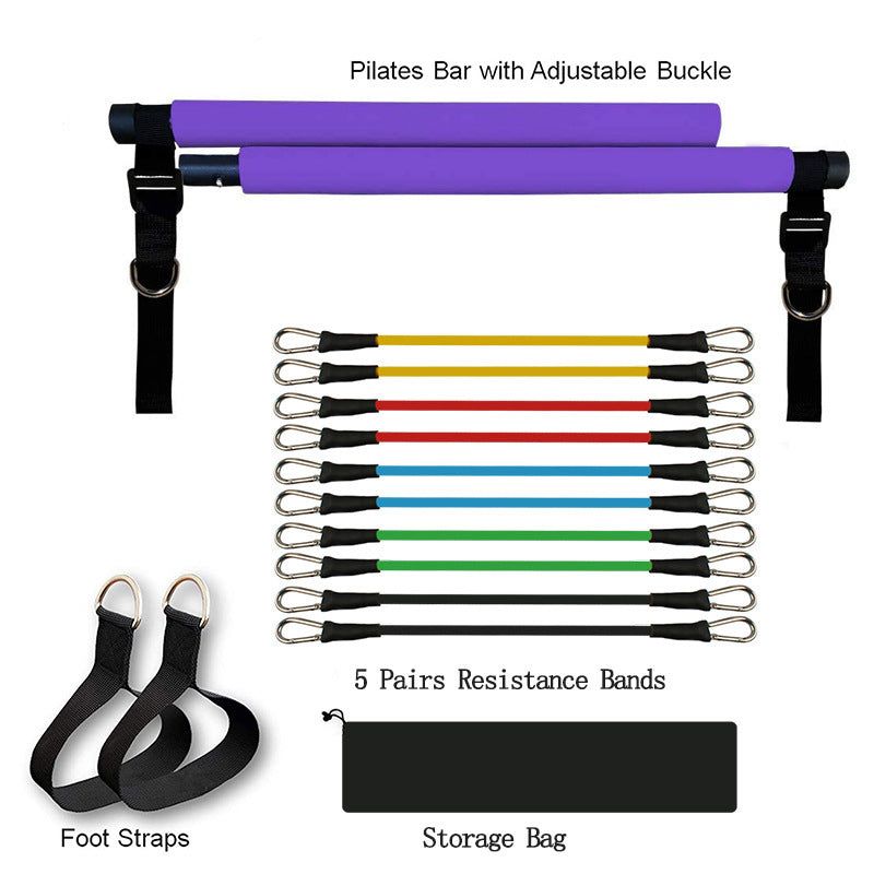Portable Fitness Yoga Pilates Bar with Elastic ResistPortable Fitness Yoga Pilates Bar with Elastic Resistance Bands for Home WorkoutPortable Fitness Yoga Pilates Bar with Elastic Resistance Bands for Home Workoutance Bands for Home Workout