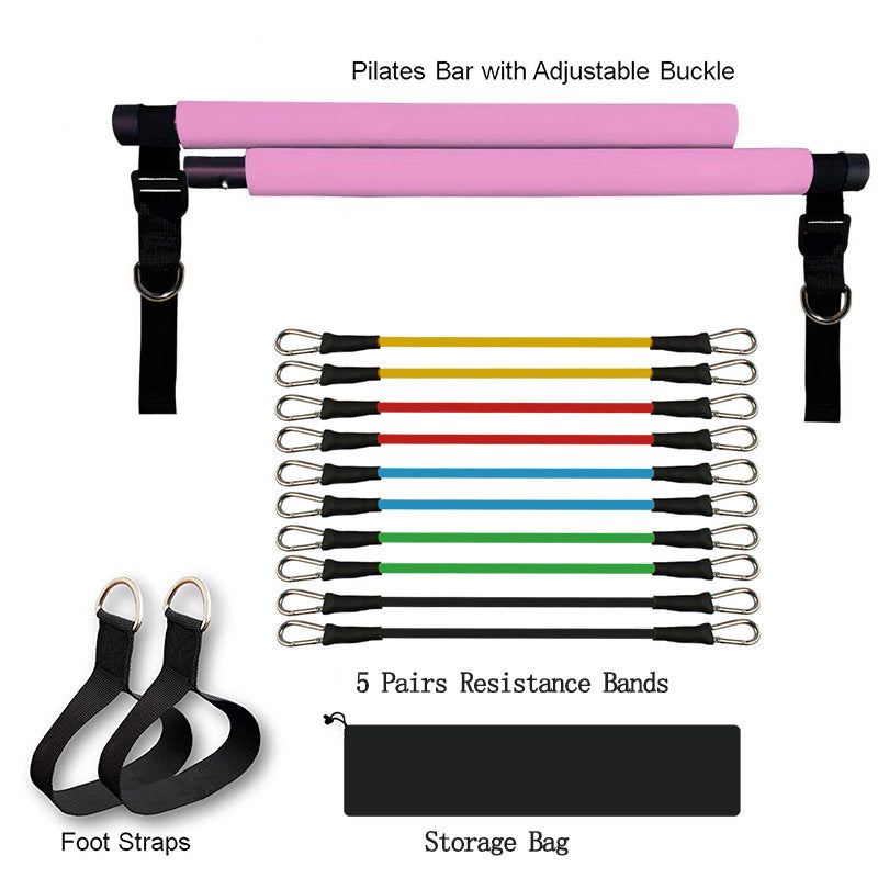 Portable Fitness Yoga Pilates Bar with ElasPortable Fitness Yoga Pilates Bar with Elastic Resistance Bands for Home WorkoutPortable Fitness Yoga Pilates Bar with Elastic Resistance Bands for Home Workouttic Resistance Bands for Home Workout